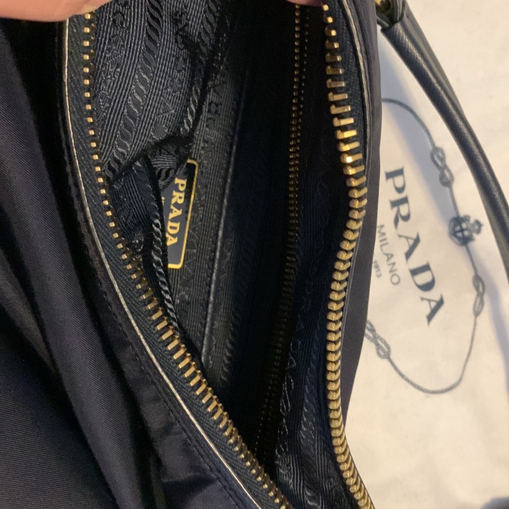 Authentic Prada Nylon Shoulder Bag [Navy Blue Body, Black Straps] - Picture 7 of 15